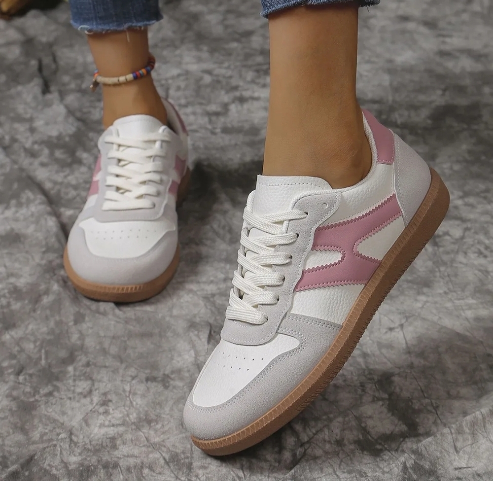 Women's Pink and White Sneakers